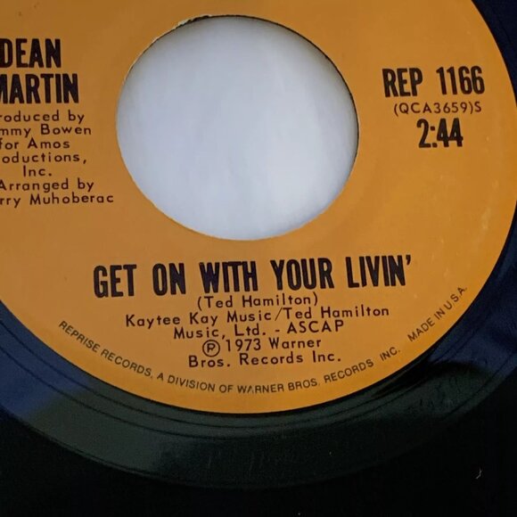 Dean Martin Smile (7 Vinyl, 45 RPM, 1973) Reprise REP 1166 VG Get On With Your - Picture 10 of 11